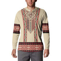Traditional Romanian Button Sweatshirt With Red Traditional Embroidery Patterns
