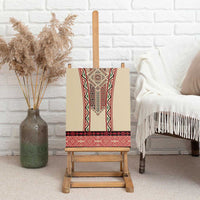 Traditional Romanian Canvas Wall Art With Red Traditional Embroidery Patterns