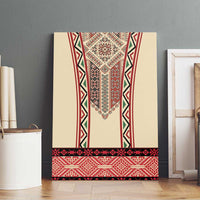 Traditional Romanian Canvas Wall Art With Red Traditional Embroidery Patterns