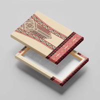 Traditional Romanian Canvas Wall Art With Red Traditional Embroidery Patterns