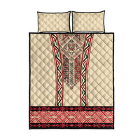 Traditional Romanian Quilt Bed Set With Red Traditional Embroidery Patterns - Wonder Print Shop