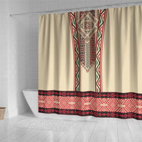 Traditional Romanian Shower Curtain With Red Traditional Embroidery Patterns - Wonder Print Shop