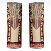 Traditional Romanian Skinny Tumbler With Red Traditional Embroidery Patterns LT18