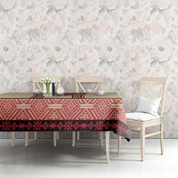 Traditional Romanian Tablecloth With Red Traditional Embroidery Patterns - Wonder Print Shop