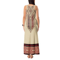 Traditional Romanian Tank Maxi Dress With Red Traditional Embroidery Patterns - Wonder Print Shop
