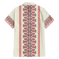 Happy Martisor Day Family Matching Off The Shoulder Long Sleeve Dress and Hawaiian Shirt Traditional Romanian Folklore Pattern