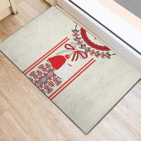 Happy Martisor Day Rubber Doormat Traditional Romanian Folklore Pattern - Wonder Print Shop