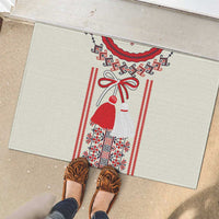 Happy Martisor Day Rubber Doormat Traditional Romanian Folklore Pattern - Wonder Print Shop