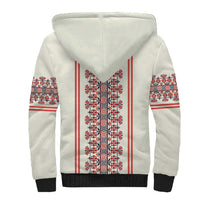 Happy Martisor Day Sherpa Hoodie Traditional Romanian Folklore Pattern - Wonder Print Shop
