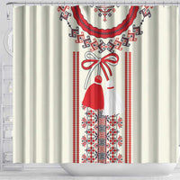 Happy Martisor Day Shower Curtain Traditional Romanian Folklore Pattern - Wonder Print Shop