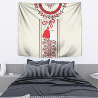 Happy Martisor Day Tapestry Traditional Romanian Folklore Pattern - Wonder Print Shop