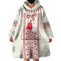 Happy Martisor Day Wearable Blanket Hoodie Traditional Romanian Folklore Pattern - Wonder Print Shop