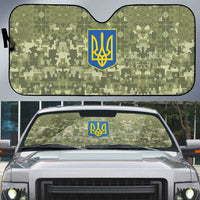 Ukraine Military Vyshyvanka Pattern Auto Sun Shade Tryzub Emblem Tactical Style - Wonder Print Shop