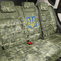 Ukraine Military Vyshyvanka Pattern Back Car Seat Cover Tryzub Emblem Tactical Style - Wonder Print Shop