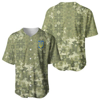 Ukraine Military Vyshyvanka Pattern Baseball Jersey Tryzub Emblem Tactical Style - Wonder Print Shop