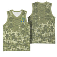 Ukraine Military Vyshyvanka Pattern Basketball Jersey Tryzub Emblem Tactical Style - Wonder Print Shop