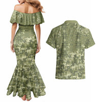 Ukraine Military Vyshyvanka Pattern Couples Matching Mermaid Dress and Hawaiian Shirt Tryzub Emblem Tactical Style - Wonder Print Shop