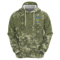 Ukraine Military Vyshyvanka Pattern Hoodie Tryzub Emblem Tactical Style - Wonder Print Shop