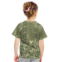 Ukraine Military Vyshyvanka Pattern Kid T Shirt Tryzub Emblem Tactical Style - Wonder Print Shop