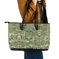 Ukraine Military Vyshyvanka Pattern Leather Tote Bag Tryzub Emblem Tactical Style - Wonder Print Shop
