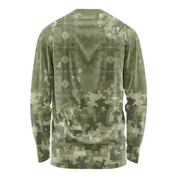 Ukraine Military Vyshyvanka Pattern Long Sleeve Shirt Tryzub Emblem Tactical Style - Wonder Print Shop