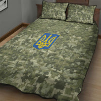Ukraine Military Vyshyvanka Pattern Quilt Bed Set Tryzub Emblem Tactical Style - Wonder Print Shop