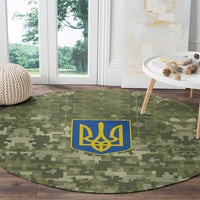Ukraine Military Vyshyvanka Pattern Round Carpet Tryzub Emblem Tactical Style - Wonder Print Shop
