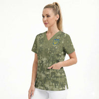 Ukraine Military Vyshyvanka Pattern Scrub Top Tryzub Emblem Tactical Style - Wonder Print Shop