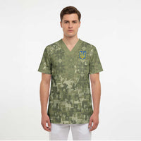 Ukraine Military Vyshyvanka Pattern Scrub Top Tryzub Emblem Tactical Style - Wonder Print Shop