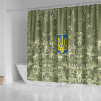 Ukraine Military Vyshyvanka Pattern Shower Curtain Tryzub Emblem Tactical Style - Wonder Print Shop