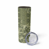 Ukraine Military Vyshyvanka Pattern Skinny Tumbler Tryzub Emblem Tactical Style - Wonder Print Shop