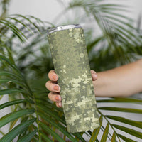 Ukraine Military Vyshyvanka Pattern Skinny Tumbler Tryzub Emblem Tactical Style - Wonder Print Shop