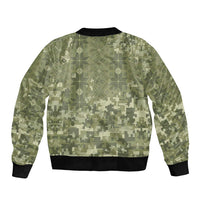 Ukraine Military Vyshyvanka Pattern Sleeve Zip Bomber Jacket Tryzub Emblem Tactical Style - Wonder Print Shop