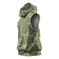 Ukraine Military Vyshyvanka Pattern Sleeveless Hoodie Tryzub Emblem Tactical Style - Wonder Print Shop