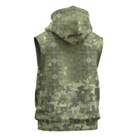 Ukraine Military Vyshyvanka Pattern Sleeveless Zip Hoodie Tryzub Emblem Tactical Style - Wonder Print Shop