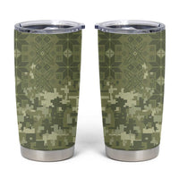 Ukraine Military Vyshyvanka Pattern Tumbler Cup Tryzub Emblem Tactical Style - Wonder Print Shop