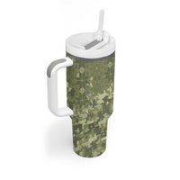 Ukraine Military Vyshyvanka Pattern Tumbler With Handle Tryzub Emblem Tactical Style - Wonder Print Shop