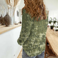 Ukraine Military Vyshyvanka Pattern Women Casual Shirt Tryzub Emblem Tactical Style - Wonder Print Shop
