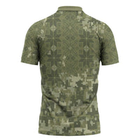Ukraine Military Vyshyvanka Pattern Zipper Polo Shirt Tryzub Emblem Tactical Style - Wonder Print Shop