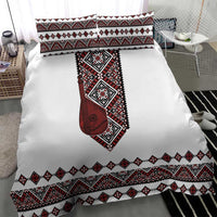 Ukraine Bandura Vyshyvanka Pattern Bedding Set Ukrainian Heritage Folk White Version - Wonder Print Shop