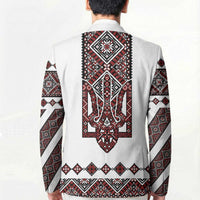 Ukraine Bandura Vyshyvanka Pattern Blazer Ukrainian Heritage Folk White Version - Wonder Print Shop