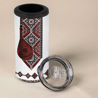 Ukraine Bandura Vyshyvanka Pattern 4 in 1 Can Cooler Tumbler Ukrainian Heritage Folk White Version - Wonder Print Shop