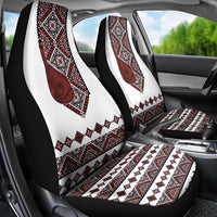 Ukraine Bandura Vyshyvanka Pattern Car Seat Cover Ukrainian Heritage Folk White Version - Wonder Print Shop