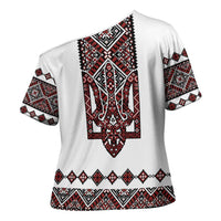 Ukraine Bandura Vyshyvanka Pattern Cross Shoulder Shirt Ukrainian Heritage Folk White Version - Wonder Print Shop