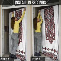 Ukraine Bandura Vyshyvanka Pattern Door Cover Ukrainian Heritage Folk White Version - Wonder Print Shop