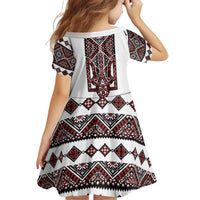 Ukraine Bandura Vyshyvanka Pattern Family Matching Off Shoulder Maxi Dress and Hawaiian Shirt Ukrainian Heritage Folk White Version