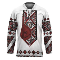 Ukraine Bandura Vyshyvanka Pattern Hockey Jersey Ukrainian Heritage Folk White Version - Wonder Print Shop