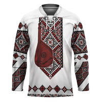 Ukraine Bandura Vyshyvanka Pattern Hockey Jersey Ukrainian Heritage Folk White Version - Wonder Print Shop