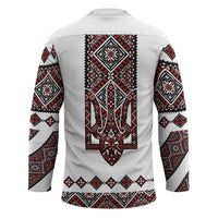 Ukraine Bandura Vyshyvanka Pattern Hockey Jersey Ukrainian Heritage Folk White Version - Wonder Print Shop