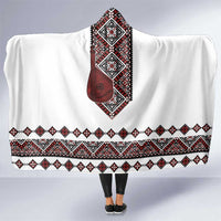 Ukraine Bandura Vyshyvanka Pattern Hooded Blanket Ukrainian Heritage Folk White Version - Wonder Print Shop